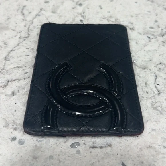 CHANEL Black Quilted Cambon Ligne Card Holder Case Black Slim Wallet  AUTHENTIC - Picture 11 of 12